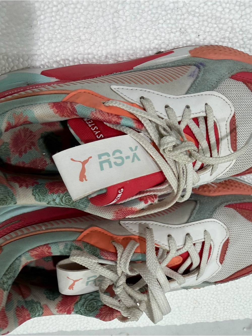 PUMA RS-X Floral Mesh & Suede Women’s Sneakers - Coral/White